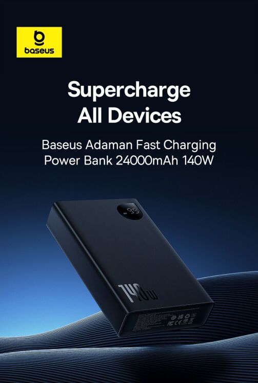 Зовнішній акумулятор Baseus Adaman Digital Display 140W (24000mAh) P10021508113-00 - Black: фото 7 з 22