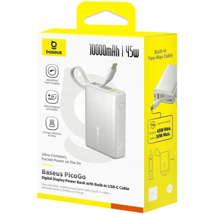 Внешний аккумулятор Baseus PicoGo 45W (10000mAh) + кабель Type-C (P10076803853-00) - Natural Titanium (995497H) Внешний аккумулятор Baseus PicoGo 45W (10000mAh) + кабель Type-C (P10076803853-00) - Natural Titanium: фото 4 из 23