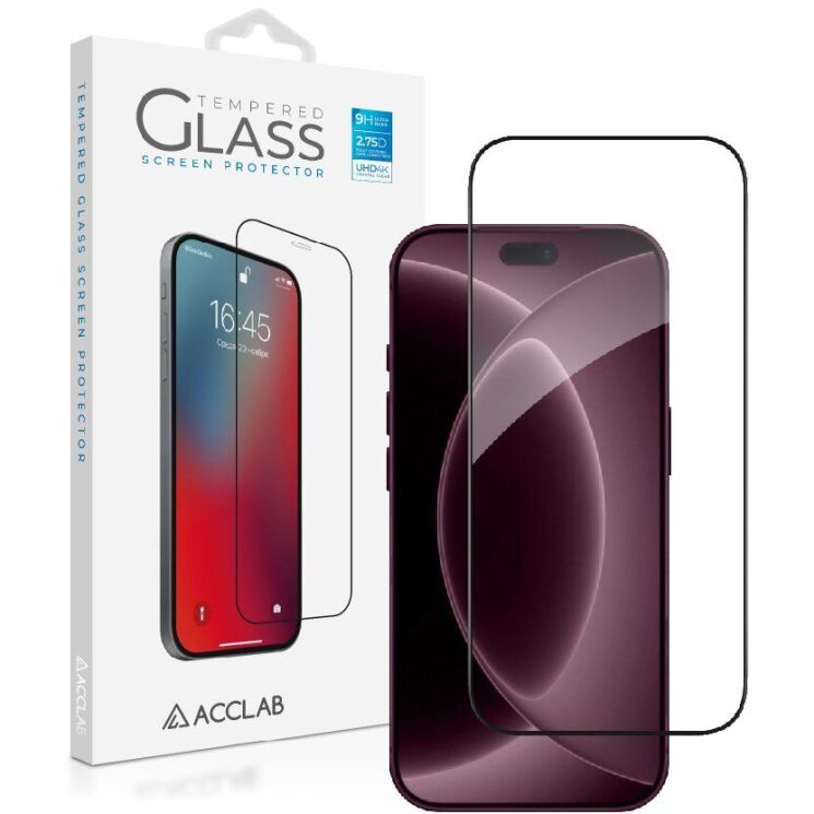 Защитное стекло ACCLAB Full Glue для iPhone 18 Pro - Black (440129B) Защитное стекло ACCLAB Full Glue для iPhone 18 Pro - Black: фото 2 из 7