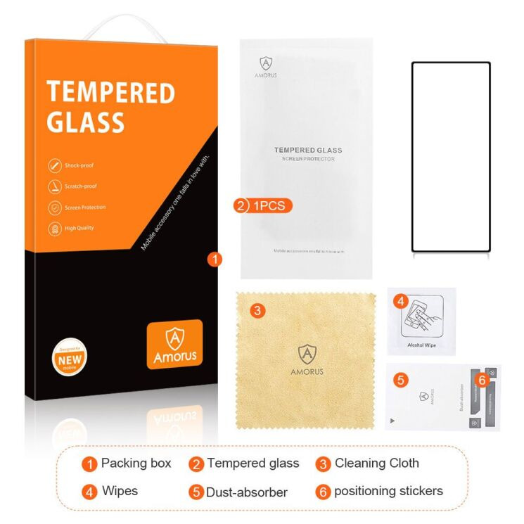 Защитное стекло AMORUS Full Glue Tempered Glass для Samsung Galaxy Fold 7 - Black: фото 3 из 9