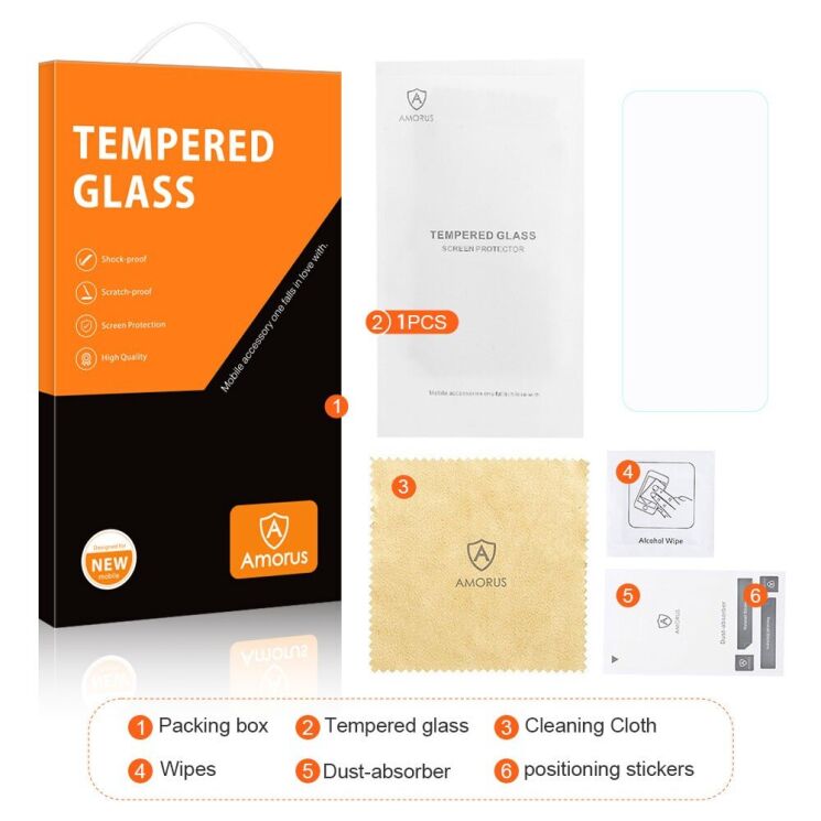 Защитное стекло AMORUS Ultra Clear для Xiaomi Redmi Note 12 - Transparent: фото 8 из 9