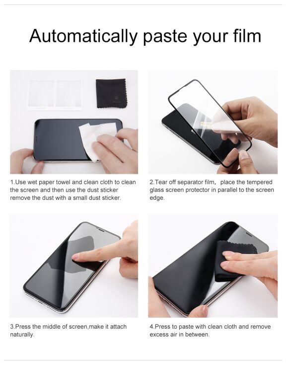Защитное стекло BASEUS Full Covering 0.23mm для Apple iPhone XR - Black: фото 20 из 20