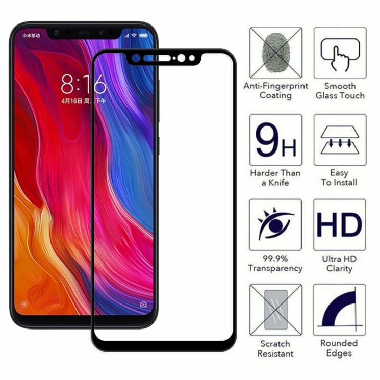 Защитное стекло Deexe 5D Full Glue для Xiaomi Mi 8 - Black: фото 2 из 2