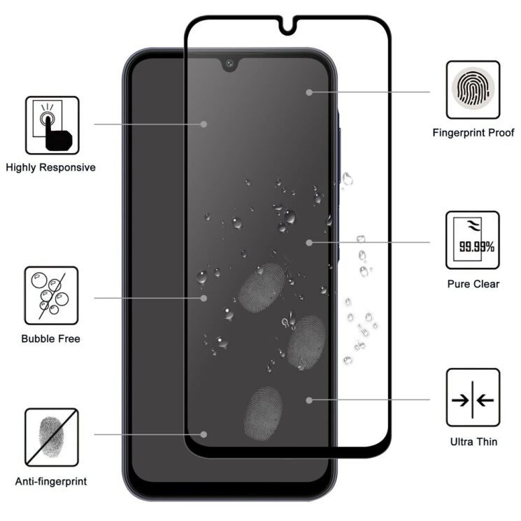 Защитное стекло Deexe Full Glue Coverage для Samsung Galaxy A27 (A276) - Black: фото 2 из 4