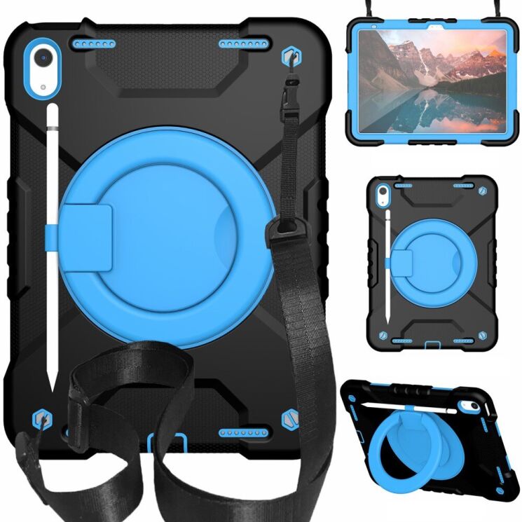 Защитный чехол Deexe Battle Case для Apple iPad 10.9 (2022) / iPad 11 (2025) - Black / Blue: фото 1 из 11