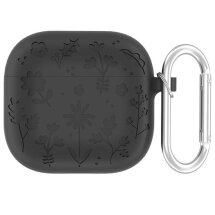 Защитный чехол Deexe Flower Pattern для Apple AirPods 4 - Dark Grey: фото 1 из 8