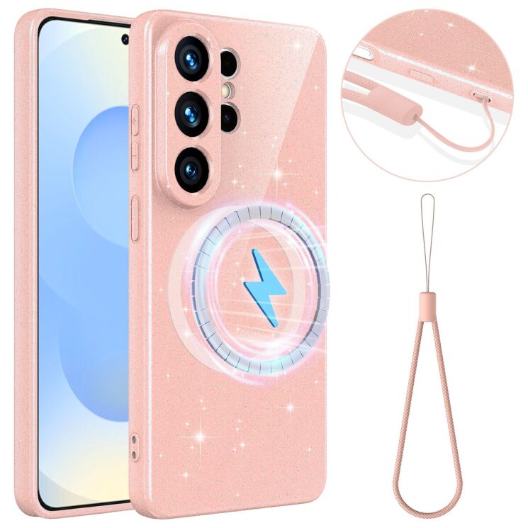 Захисний чохол Deexe Glitter Case with MagSafe для Samsung Galaxy S26 Ultra (S948) - Pink: фото 1 з 7