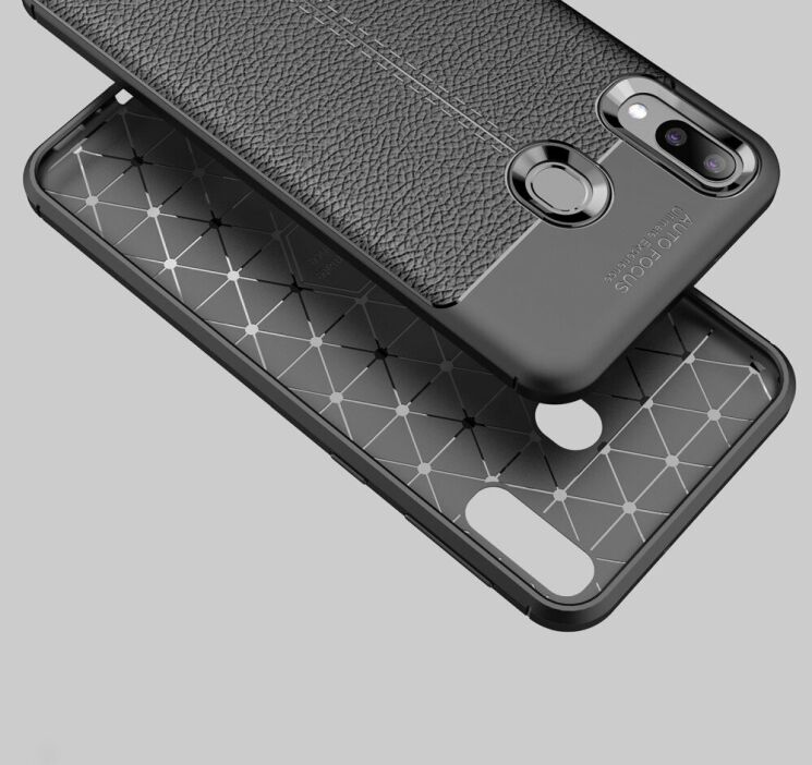 Защитный чехол Deexe Leather Cover для Samsung Galaxy M20 - Black: фото 9 из 11