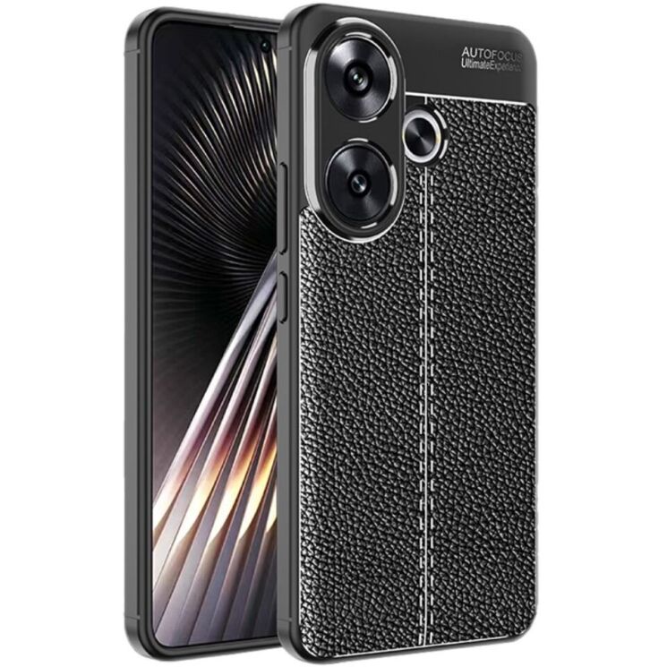 Защитный чехол Deexe Leather Cover для Xiaomi Poco F6 - Black: фото 1 из 7