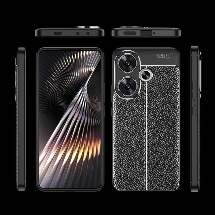 Защитный чехол Deexe Leather Cover для Xiaomi Poco F6 - Black: фото 2 из 7