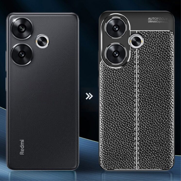 Защитный чехол Deexe Leather Cover для Xiaomi Poco F6 - Black: фото 4 из 7