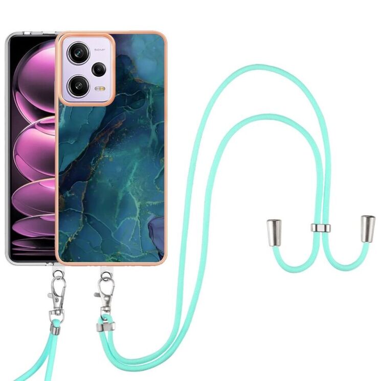Защитный чехол Deexe Marble Case with Strap для Xiaomi Poco X5 Pro / Redmi Note 12 Pro - Green: фото 2 из 7