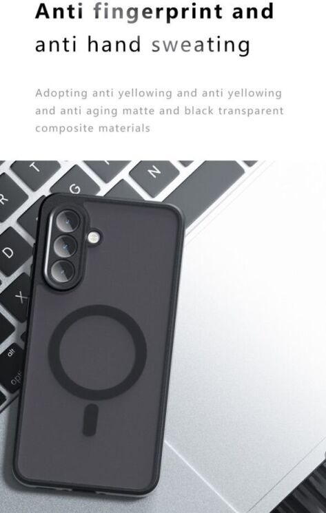 Защитный чехол Deexe Matte Skin with MagSafe для Samsung Galaxy A56 (A566) - Black: фото 10 из 11