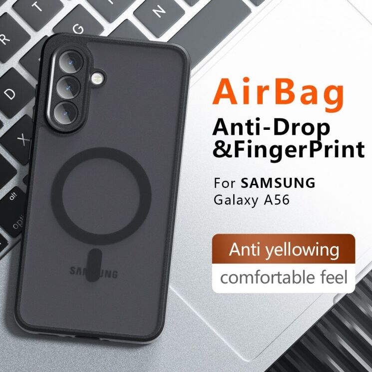 Защитный чехол Deexe Matte Skin with MagSafe для Samsung Galaxy A56 (A566) - Black: фото 2 из 11