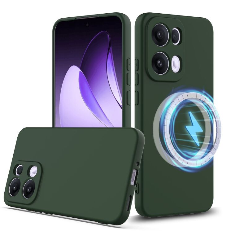 Защитный чехол Deexe Silicone Case with MagSafe для OPPO Reno 13 Pro 5G - Dark Green: фото 2 из 10