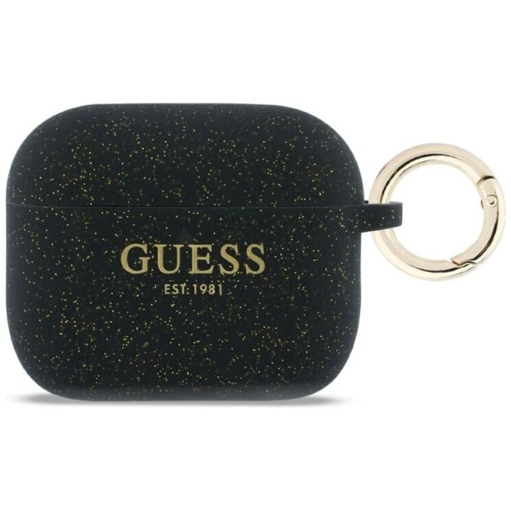 Захисний чохол Guess Silicone Glitter Ring для AirPods Pro 3 (GUAP3SGGEK) - Black: фото 1 з 5