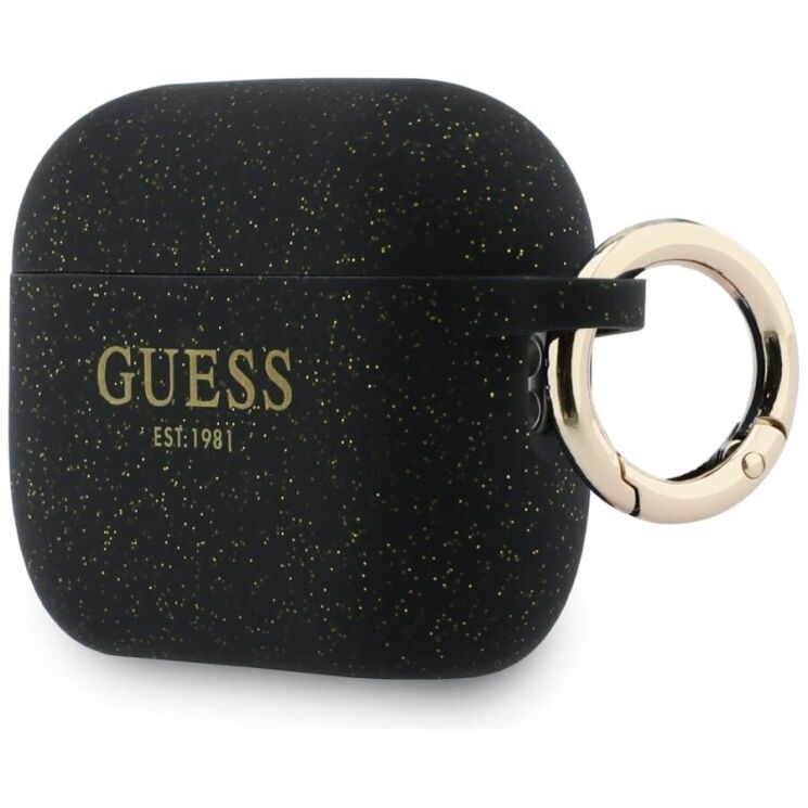 Захисний чохол Guess Silicone Glitter Ring для AirPods Pro 3 (GUAP3SGGEK) - Black: фото 3 з 5