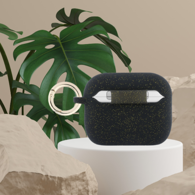 Захисний чохол Guess Silicone Glitter Ring для AirPods Pro 3 (GUAP3SGGEK) - Black: фото 5 з 5