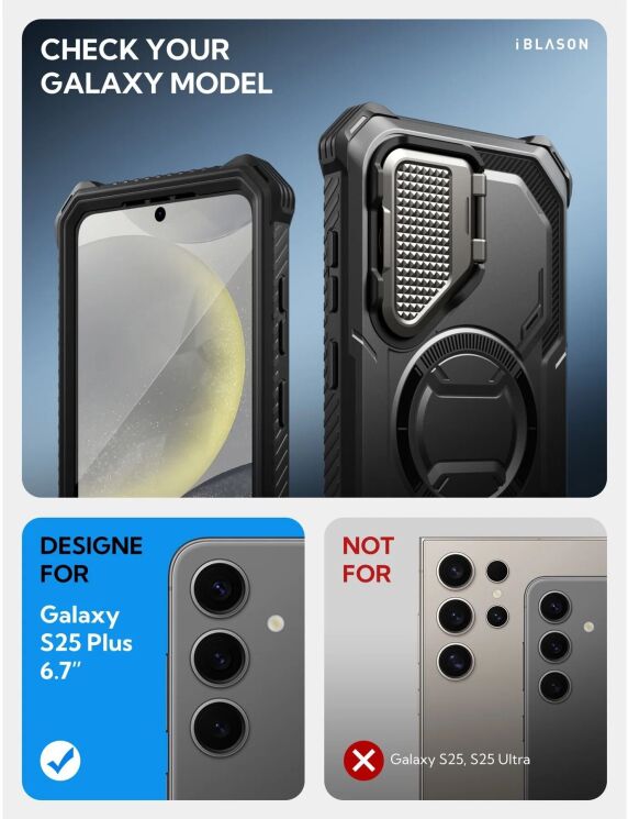 Защитный чехол i-Blason Armorbox Mag by Supcase для Samsung Galaxy S25 Plus (S936) 843439156418 - Black: фото 6 из 12