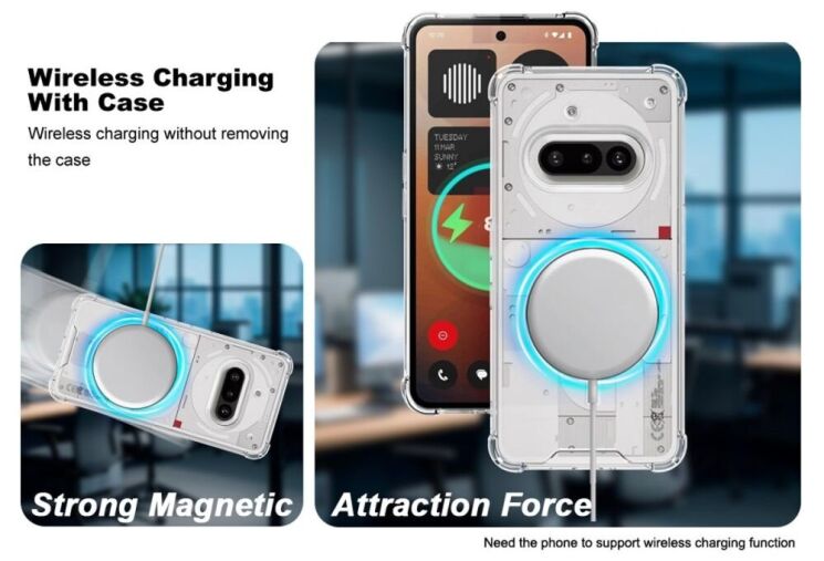 Защитный чехол IMAK Space Shield MagSafe для Nothing Phone (3a) - Transparent: фото 9 из 10