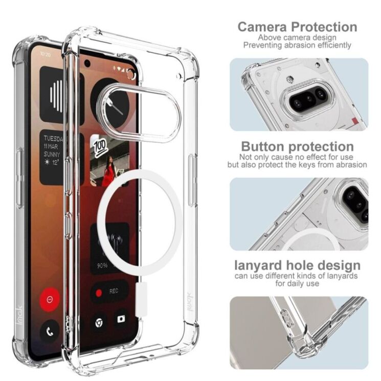 Защитный чехол IMAK Space Shield MagSafe для Nothing Phone (3a) - Transparent: фото 7 из 10