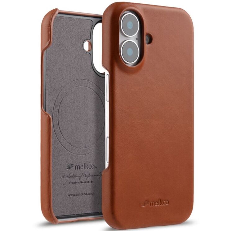 Защитный чехол MELKCO Leather Back Cover (with MagSafe Support) для Apple iPhone 16 Plus - Brown: фото 1 из 5