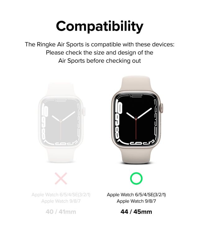 Защитный чехол Ringke Air Sports для Apple Watch 45 mm (7 / 8 / 9 Series) 8809848200694 - Black (304715B) Защитный чехол Ringke Air Sports для Apple Watch 45 mm (7 / 8 / 9 Series) 8809848200694 - Black: фото 3 из 10