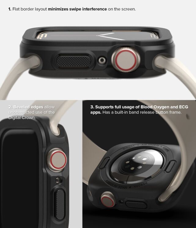 Защитный чехол Ringke Air Sports для Apple Watch 45 mm (7 / 8 / 9 Series) 8809848200694 - Black (304715B) Защитный чехол Ringke Air Sports для Apple Watch 45 mm (7 / 8 / 9 Series) 8809848200694 - Black: фото 6 из 10