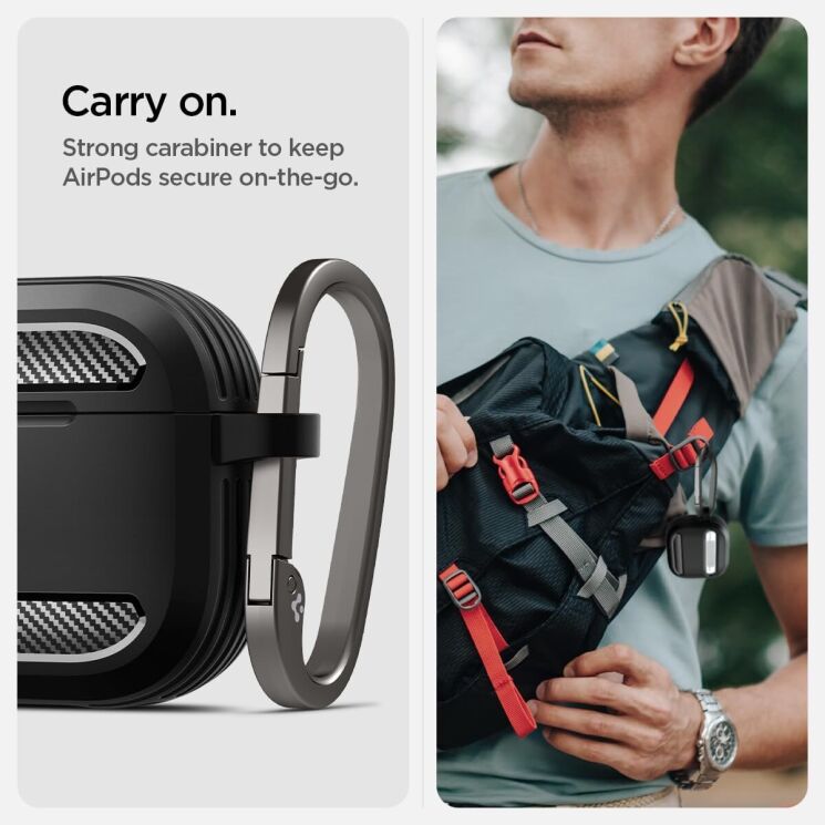 Защитный чехол Spigen (SGP) Rugged Armor (FH) для Apple AirPods 4 - Black: фото 12 из 15