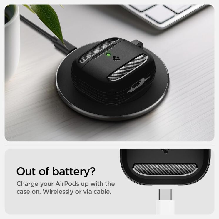 Защитный чехол Spigen (SGP) Rugged Armor (FH) для Apple AirPods 4 - Black: фото 13 из 15