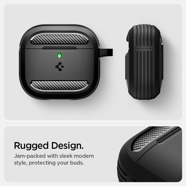 Защитный чехол Spigen (SGP) Rugged Armor (FH) для Apple AirPods 4 - Black: фото 11 из 15
