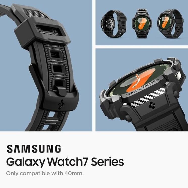 Защитный чехол Spigen (SGP) Rugged Armor Pro (FW) для Samsung Galaxy Watch 7 (40mm) - Matte Black: фото 13 из 18