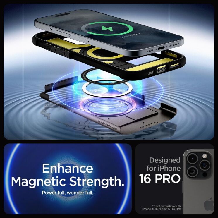 Защитный чехол Spigen (SGP) Slim Armor (MagFit) для Apple iPhone 16 Pro - Black: фото 12 из 17
