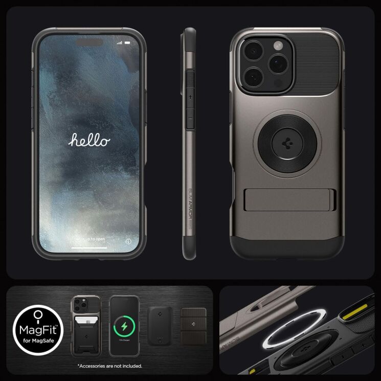 Защитный чехол Spigen (SGP) Slim Armor (MagFit) для Apple iPhone 16 Pro - Black: фото 17 из 17
