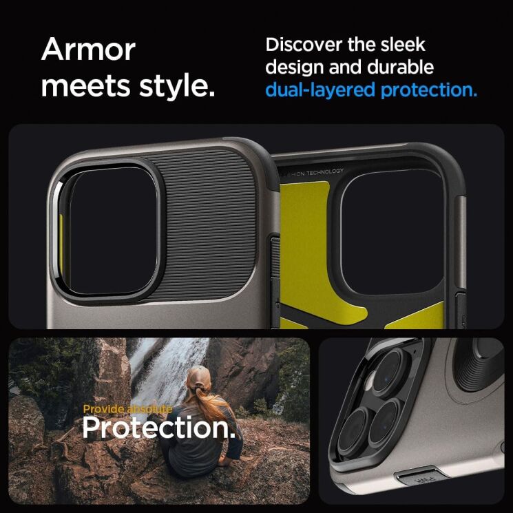 Защитный чехол Spigen (SGP) Slim Armor (MagFit) для Apple iPhone 16 Pro - Black: фото 16 из 17