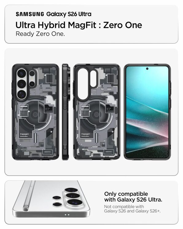 Захисний чохол Spigen Ultra Hybrid Zero One (MagFit) для Samsung Galaxy S26 Ultra (S948) ACS10683 - One White: фото 7 з 14