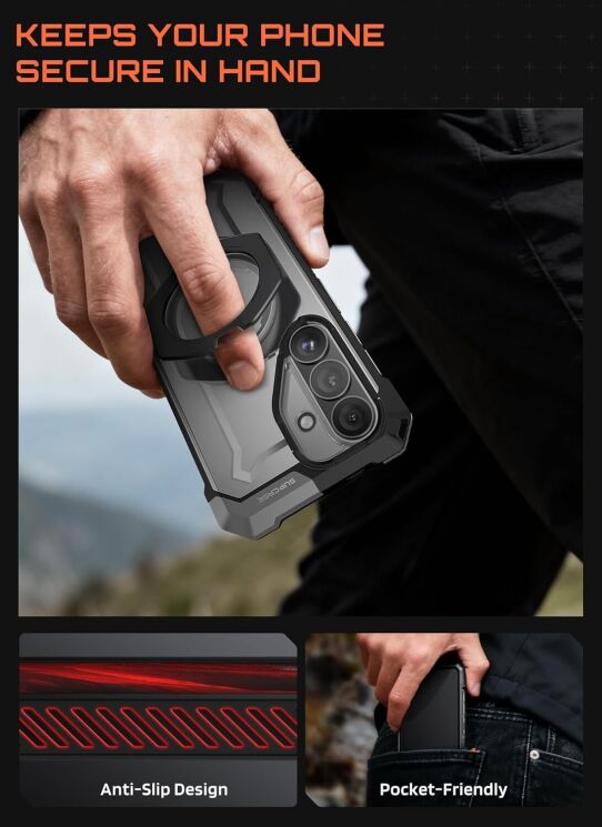 Защитный чехол Supcase UB Grip MagSafe для Samsung Galaxy S26 (S942) 843439160828 - Black: фото 7 из 9