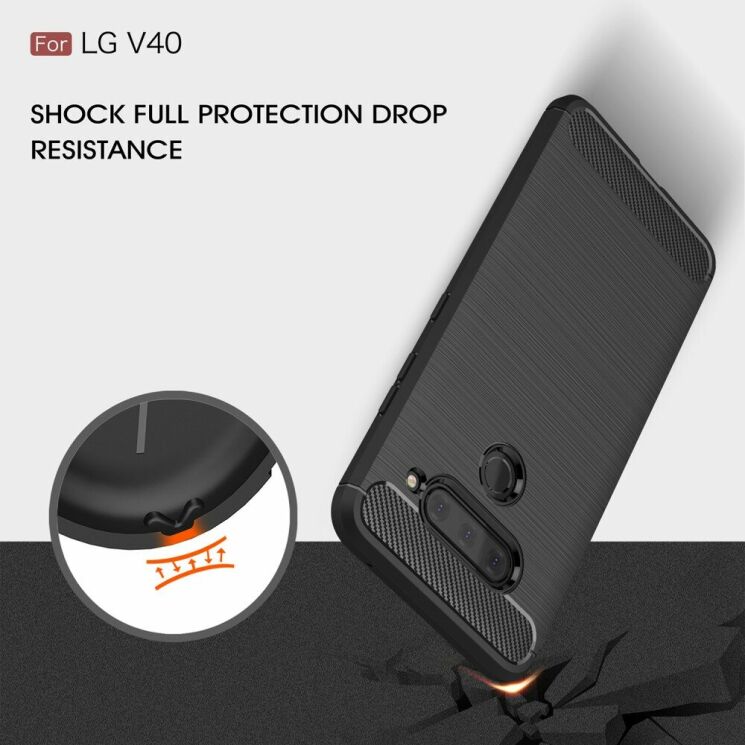 Защитный чехол UniCase Carbon для LG V40 ThinQ - Grey: фото 6 из 10