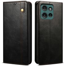 Защитный чехол UniCase Leather Wallet для Motorola Moto G75 - Black: фото 1 из 7