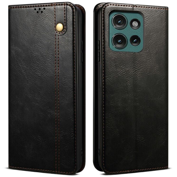 Защитный чехол UniCase Leather Wallet для Motorola Moto G75 - Black: фото 1 из 7