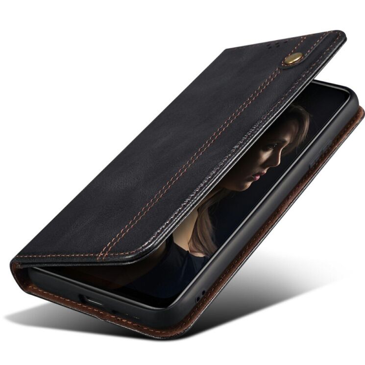 Защитный чехол UniCase Leather Wallet для Motorola Moto G75 - Black: фото 4 из 7