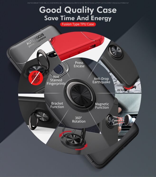 Защитный чехол UniCase Magnetic Ring для Huawei Mate 20 - Black/Rose Gold: фото 3 из 10