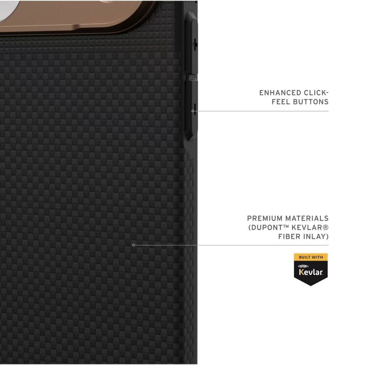 Захисний чохол URBAN ARMOR GEAR Fibr Armor MagSafe для iPhone 17 Pro Max - Kevlar Graphite / Bronze: фото 8 з 10