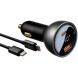 Автомобильное зарядное устройство Baseus Digital Display U+C 140W + кабель Type-C to Type-C (240W, 1m) CGZX070001 - Black (923283B). Фото 1 из 29