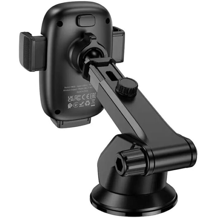Автомобильный держатель с беспроводной зарядкой Hoco HW32 (15W) - Black: фото 4 из 9
