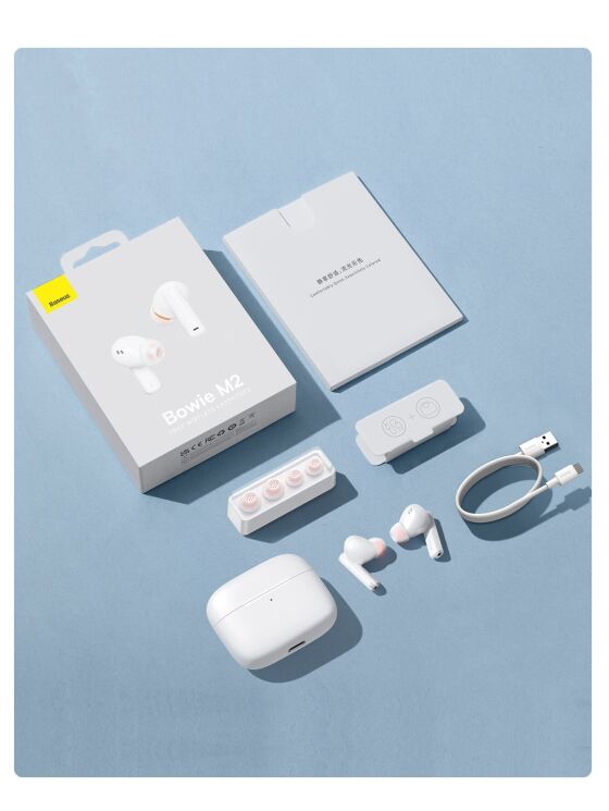 Беспроводные наушники Baseus Bowie M2 True Wireless Earphones (NGTW140002) - White: фото 29 из 31