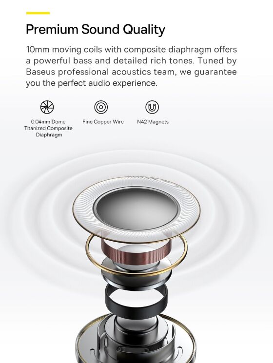 Беспроводные наушники Baseus Bowie M2 True Wireless Earphones (NGTW140002) - White: фото 20 из 31