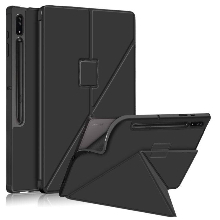 Чехол Deexe Origami Case для Samsung Galaxy Tab S8 Ultra (T900/T906) - Black: фото 1 из 9