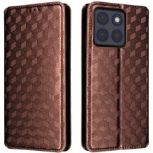 Чохол Deexe Rhombus Book для Motorola Edge 70 - Brown: фото 1 з 10