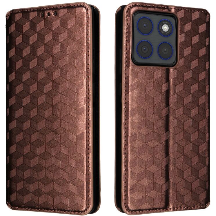 Чохол Deexe Rhombus Book для Motorola Edge 70 - Brown: фото 1 з 10